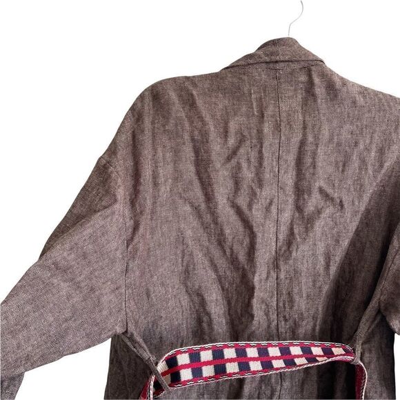 ZARA Boho Linen Wrap Cardigan Blazer Jacket Brown XS/S - Picture 13 of 14